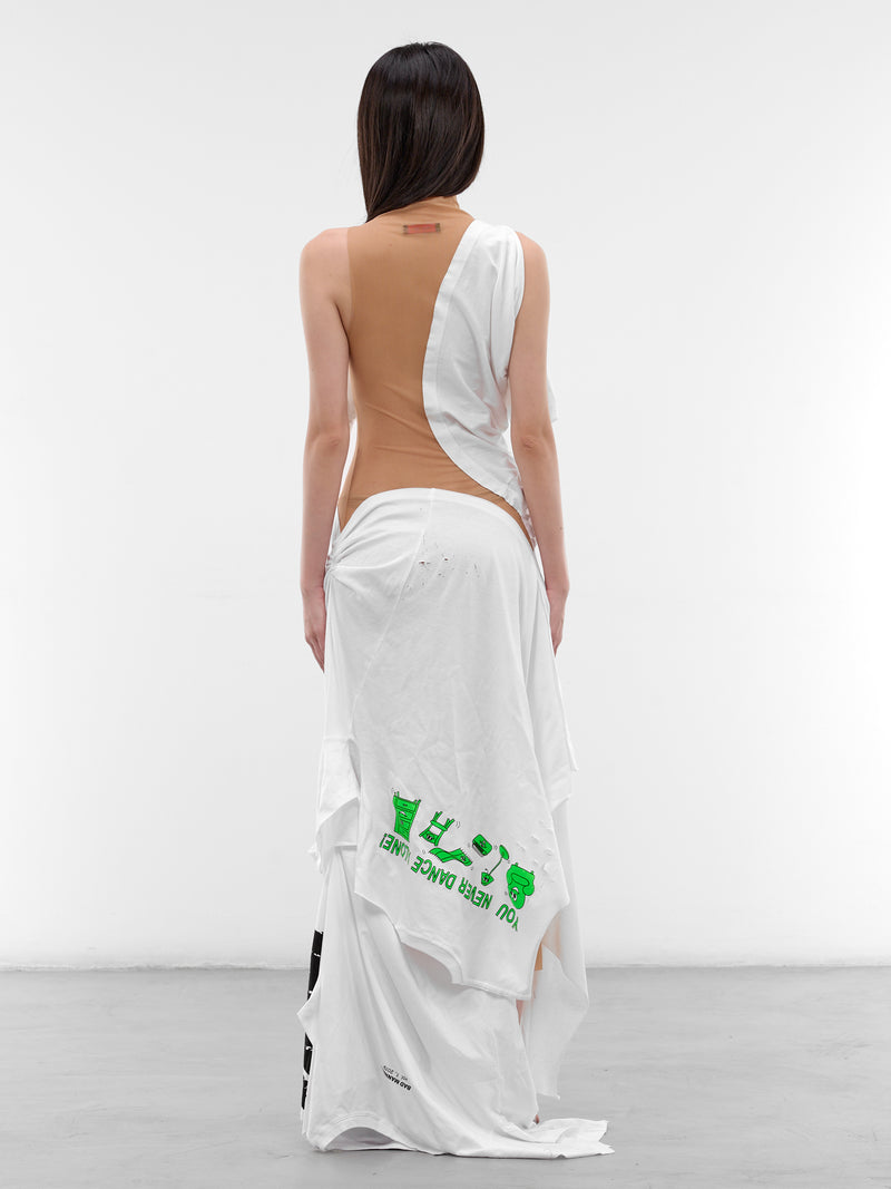 Deconstructed T-Shirt & Mesh Gown (DR-TSM-3-WHITE-MESH)