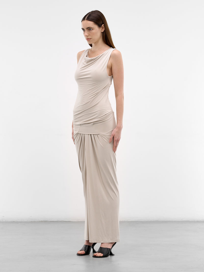 Stone Draped Sleeveless Maxi Dress (DR01243-STONE)