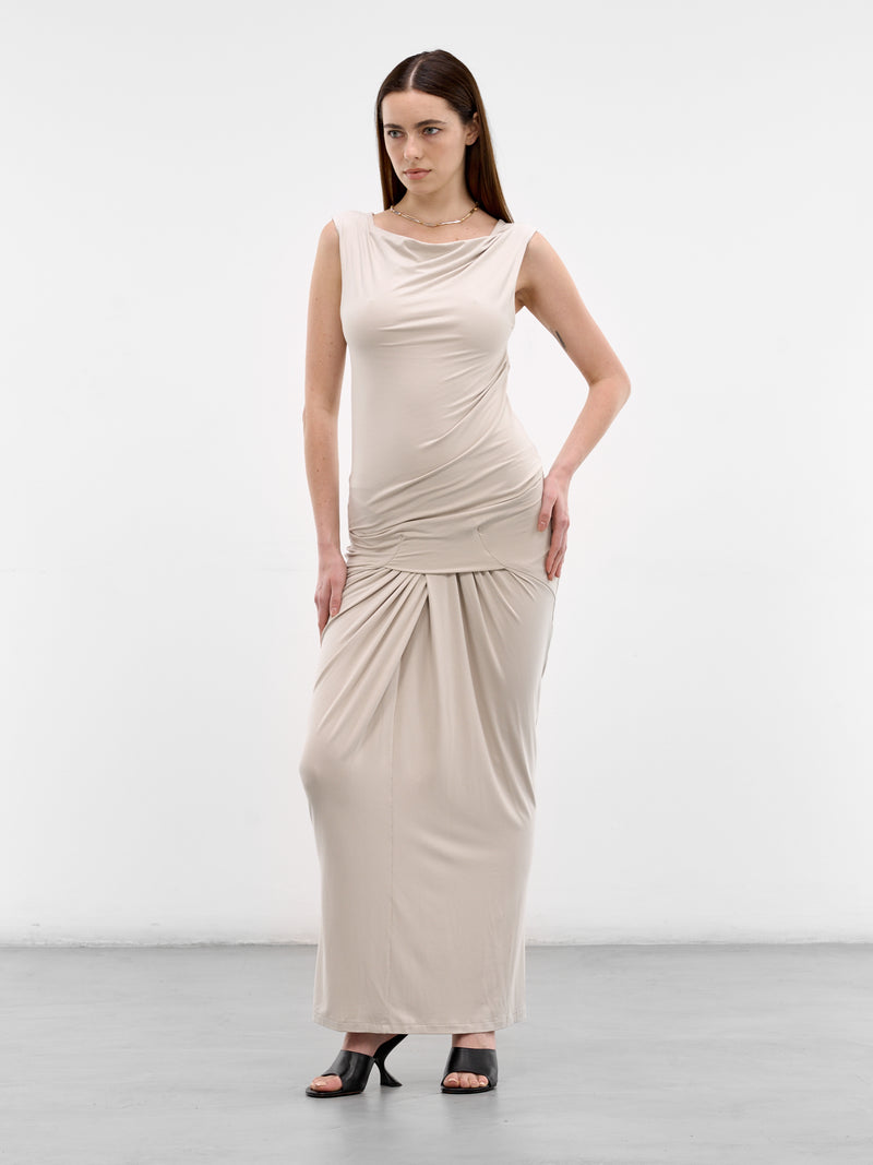 Stone Draped Sleeveless Maxi Dress (DR01243-STONE)