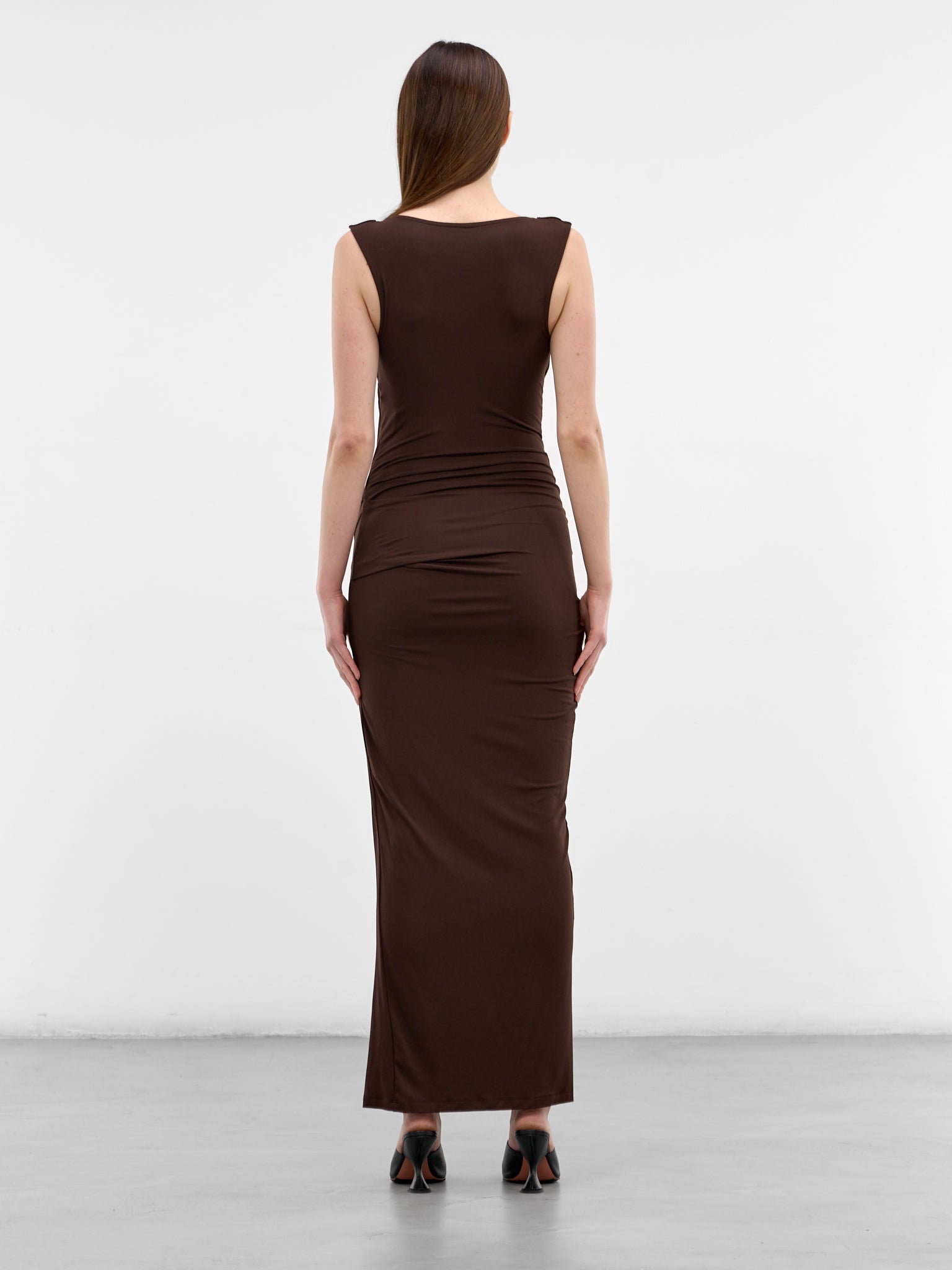 Tobacco Draped Sleeveless Maxi Dress (DR01243-TOBACCO)