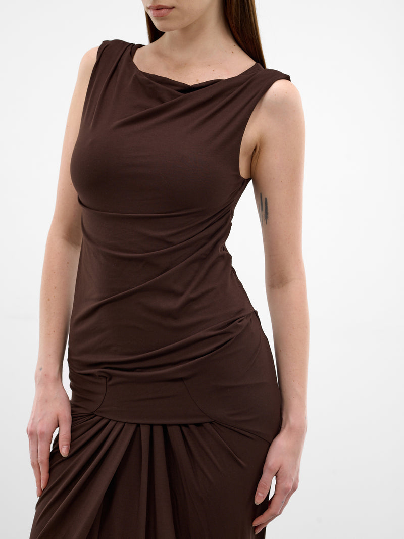 Tobacco Draped Sleeveless Maxi Dress (DR01243-TOBACCO)