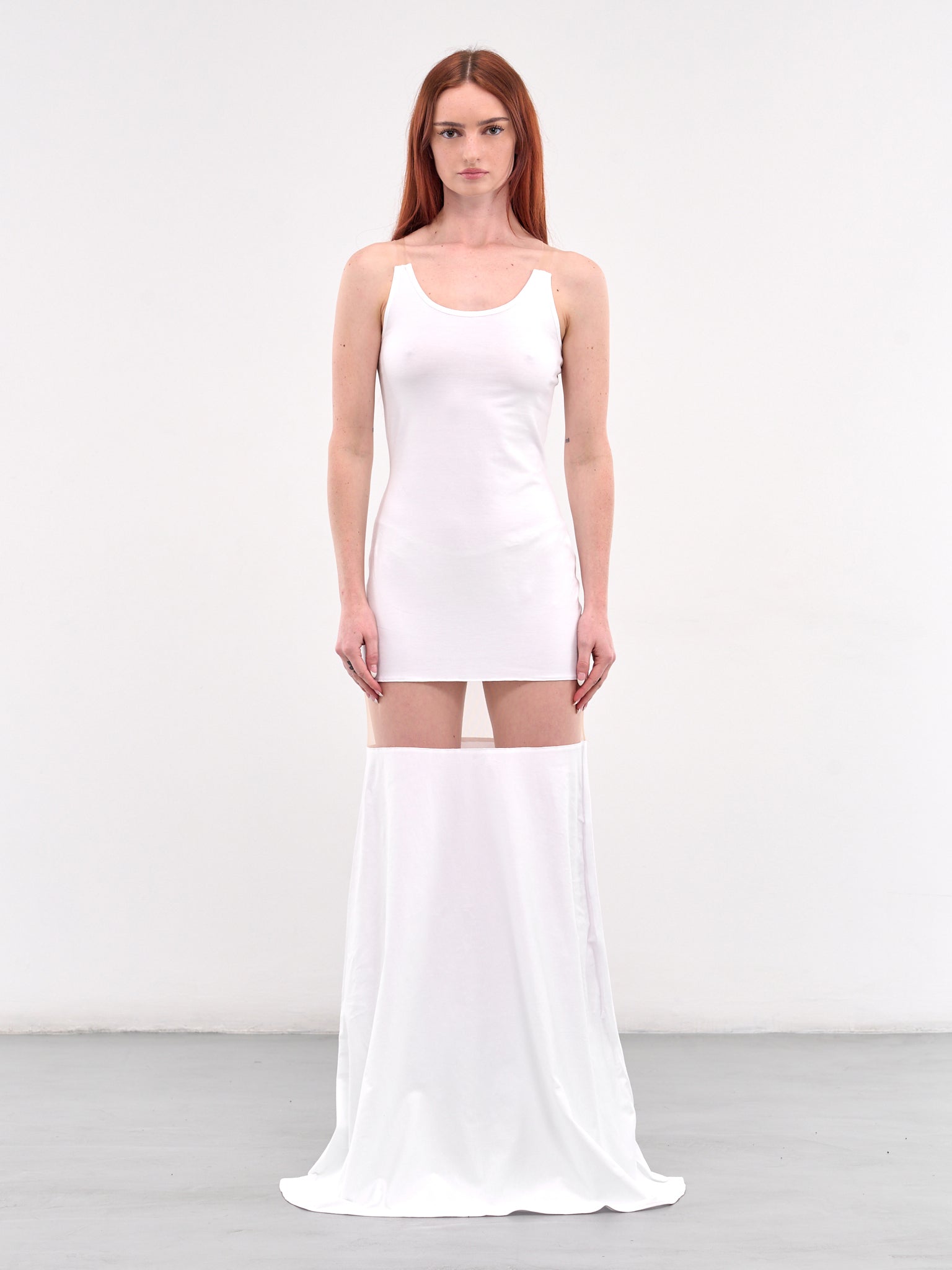 Trompe L'oeil Panel Dress (DR01598-0657-BRIGHT-WHITE)