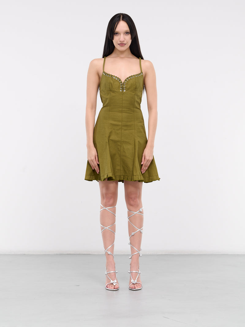 Easy Cleavage Dress (DR017-W-CO0005-OLIVE-GREEN)