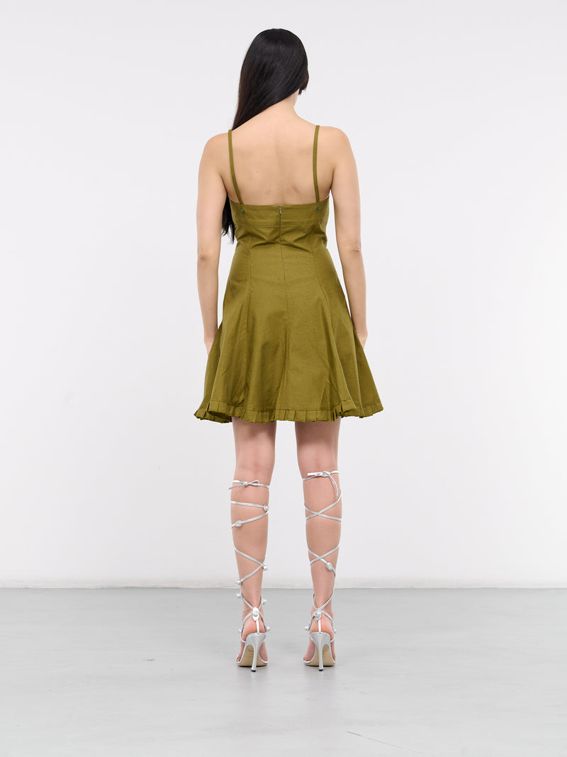 Easy Cleavage Dress (DR017-W-CO0005-OLIVE-GREEN)