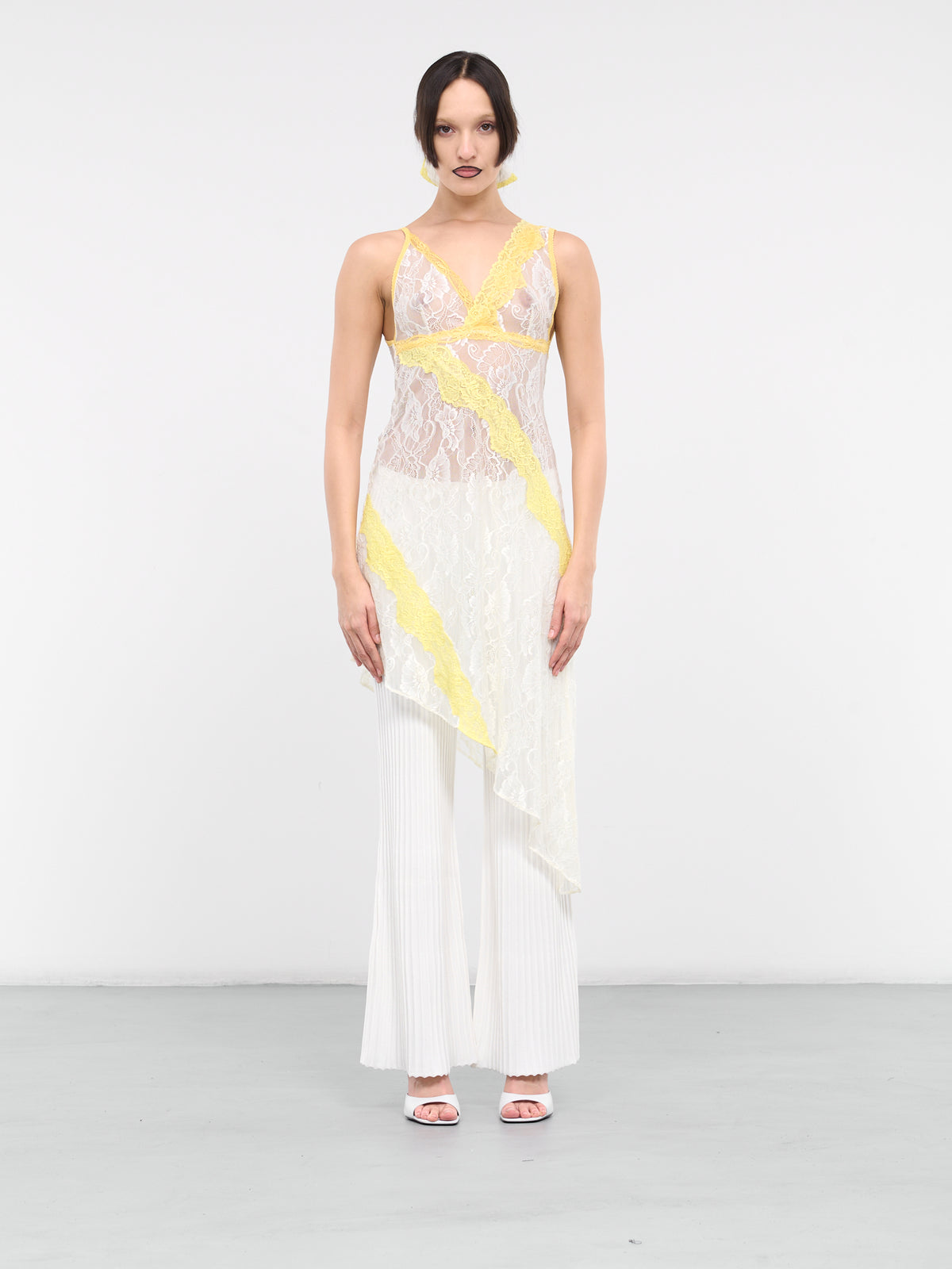 Asymmetric Lace Trim Slip Dress (DR018-COCO-MILK)