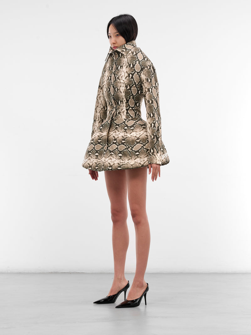 Snakeskin Sculptural Padded Mini Dress (DR01998-0015-BLACK)