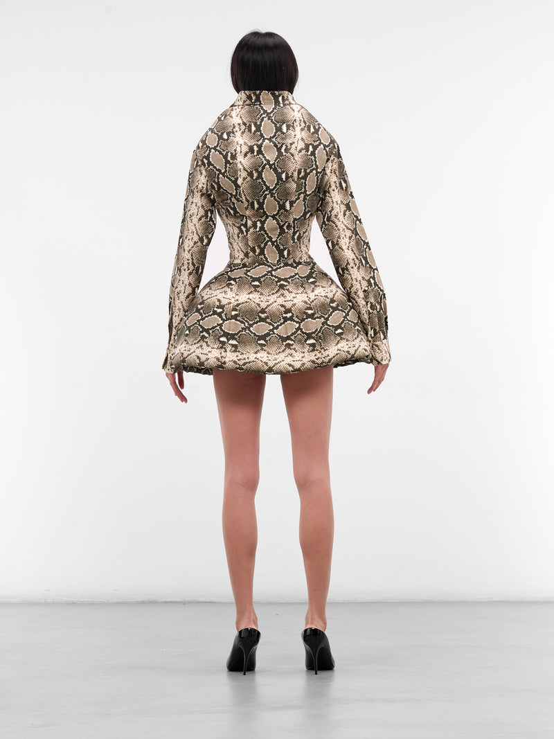 Snakeskin Sculptural Padded Mini Dress (DR01998-0015-BLACK)