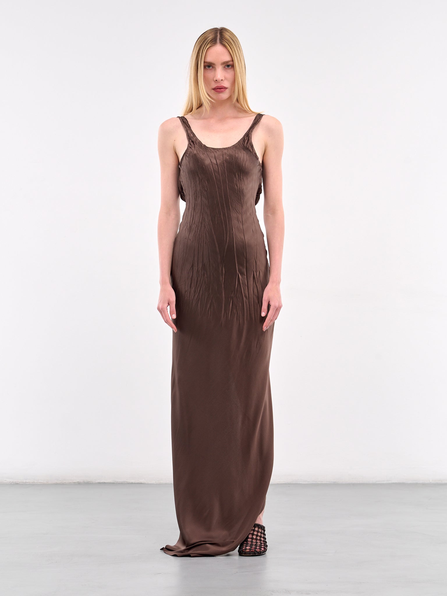 Crinkled Tank Dress (DR01BR-BROWN)