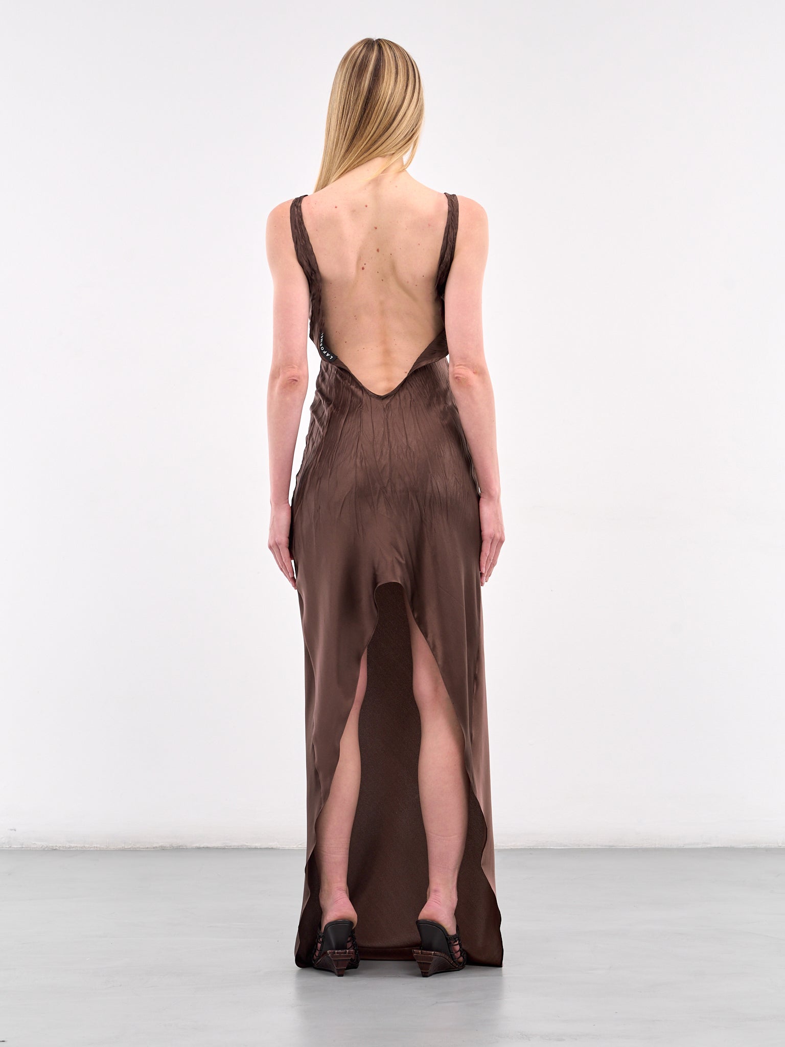 Crinkled Tank Dress (DR01BR-BROWN)