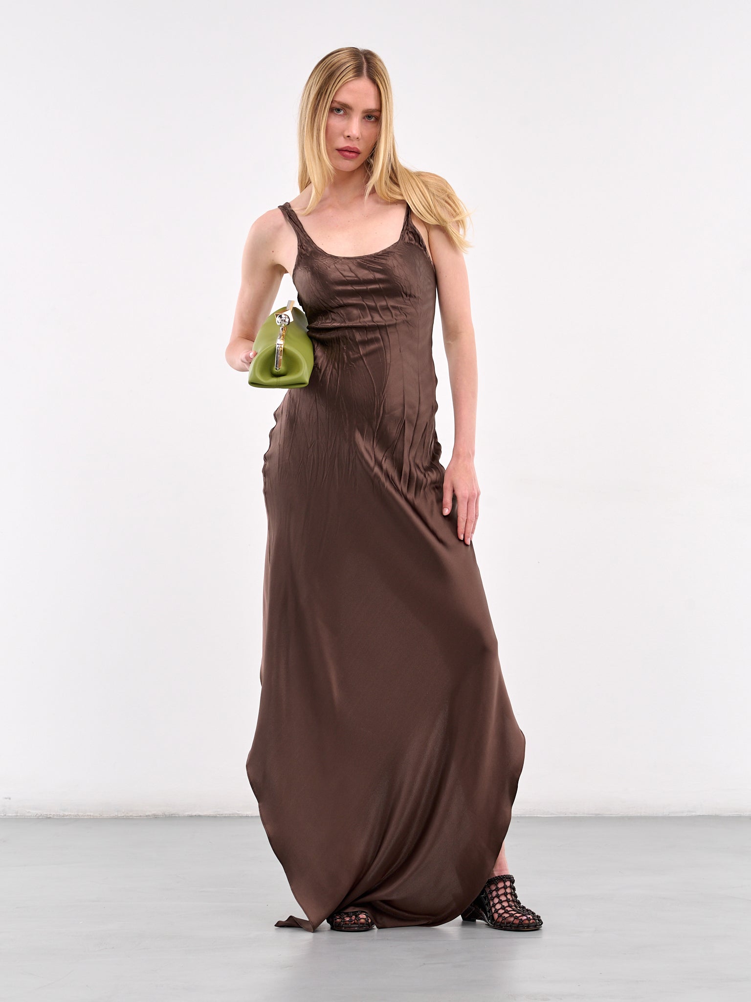 Crinkled Tank Dress (DR01BR-BROWN)