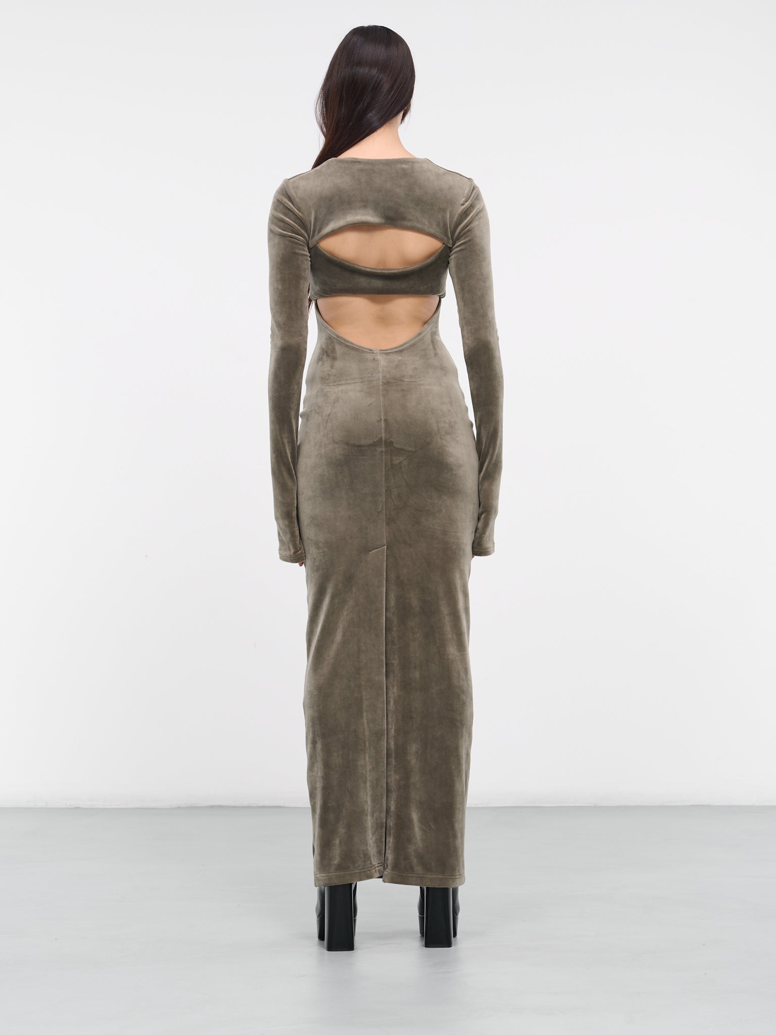 Velvet Cut-Out Dress (DR03WLG-WINE-LEAF-GREEN)