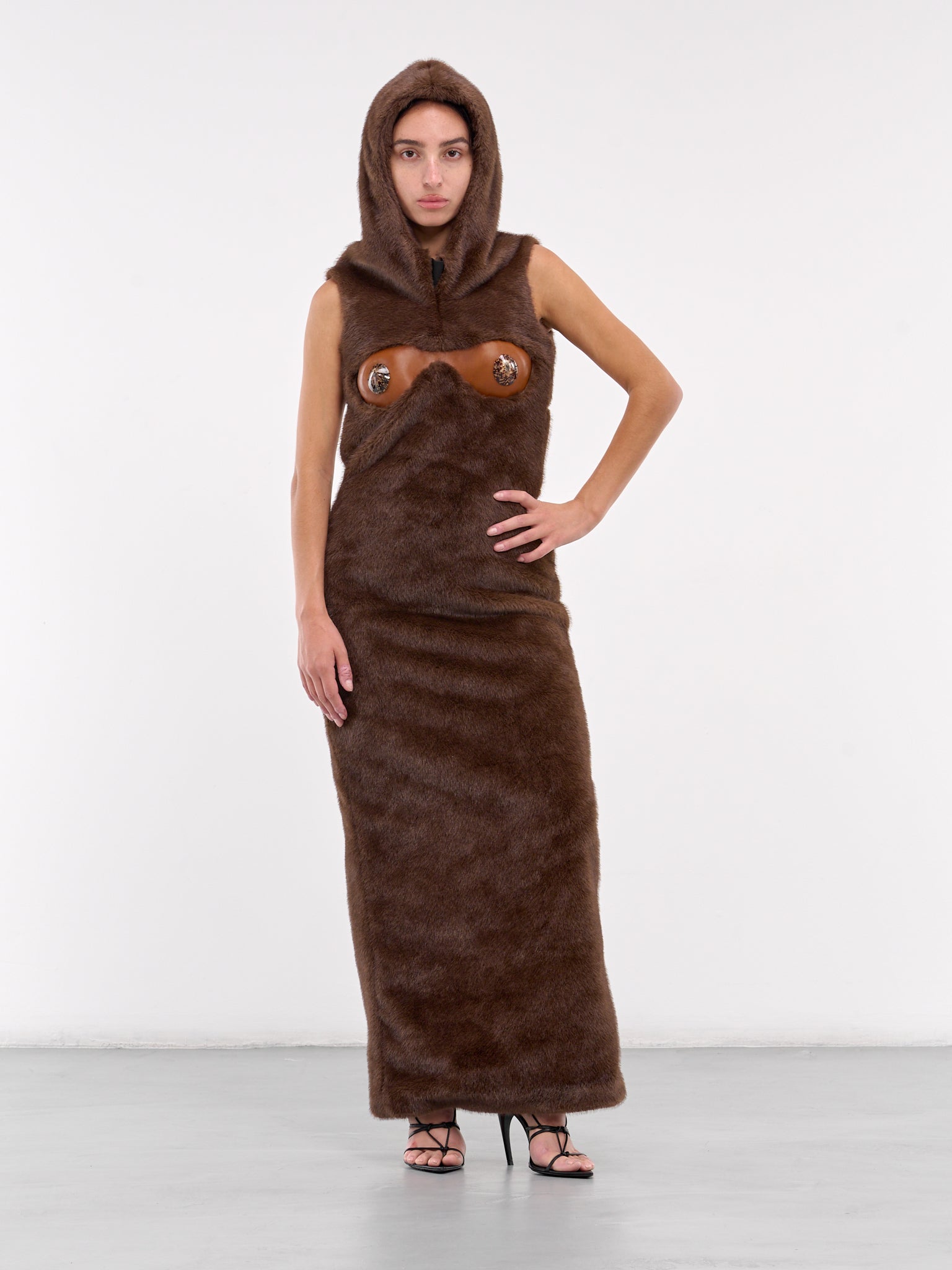ZHONG ZIXIN | H.Lorenzo|Faux Fur & Leather Bustier Dress (DR06BR02-BROWN) ZHONG ZIXIN | H.Lorenzo|Faux Fur & Leather Bustier Dress (DR06BR02-BROWN)