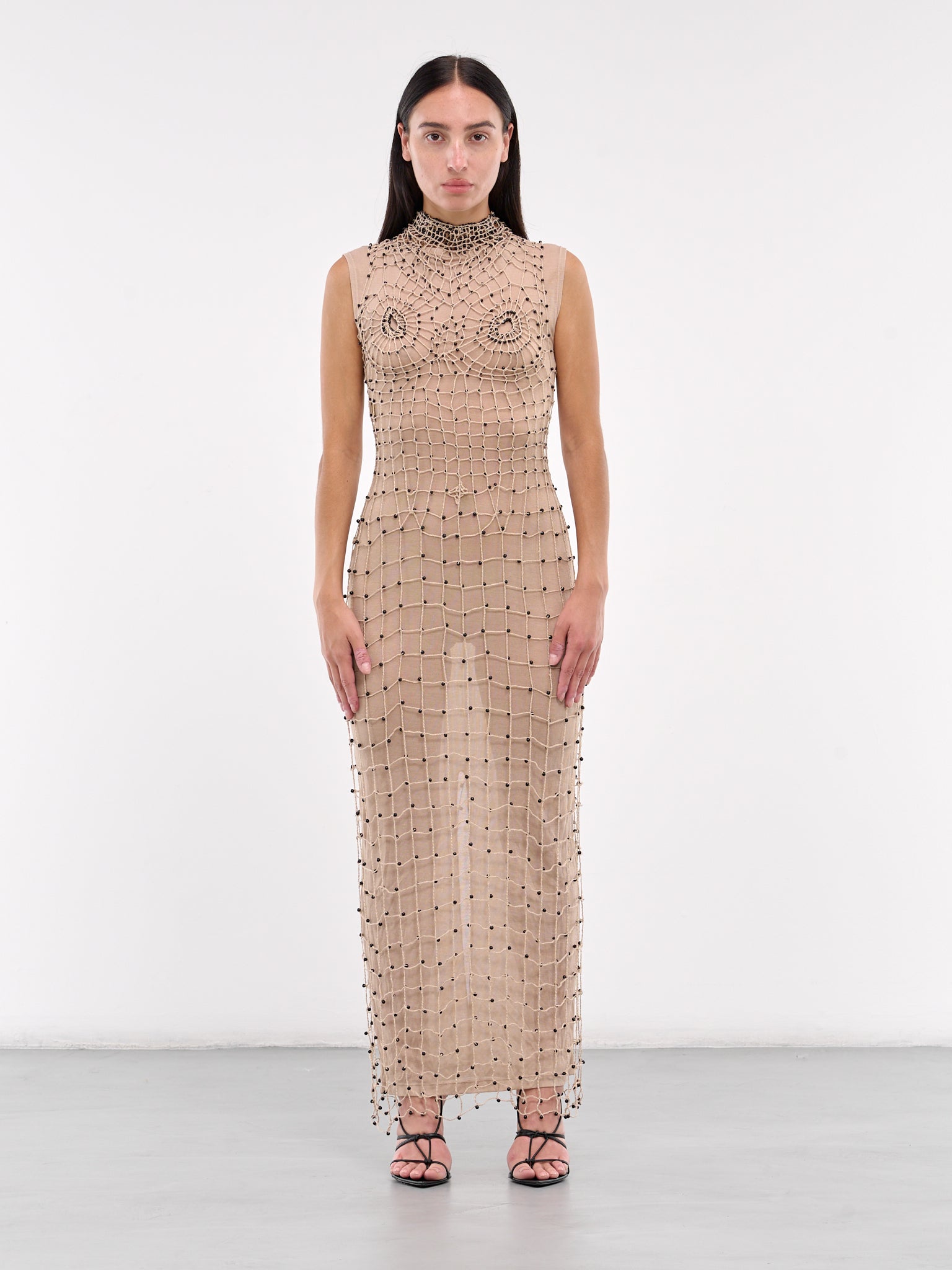 Handmade Crochet Hooded Dress (DR06CA47-CAMEL)