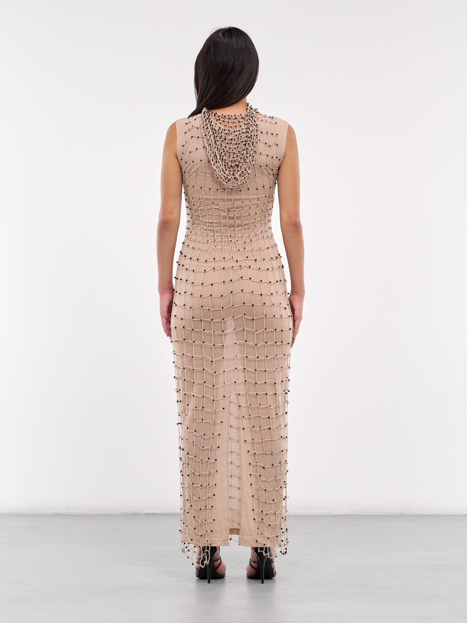 Handmade Crochet Hooded Dress (DR06CA47-CAMEL)