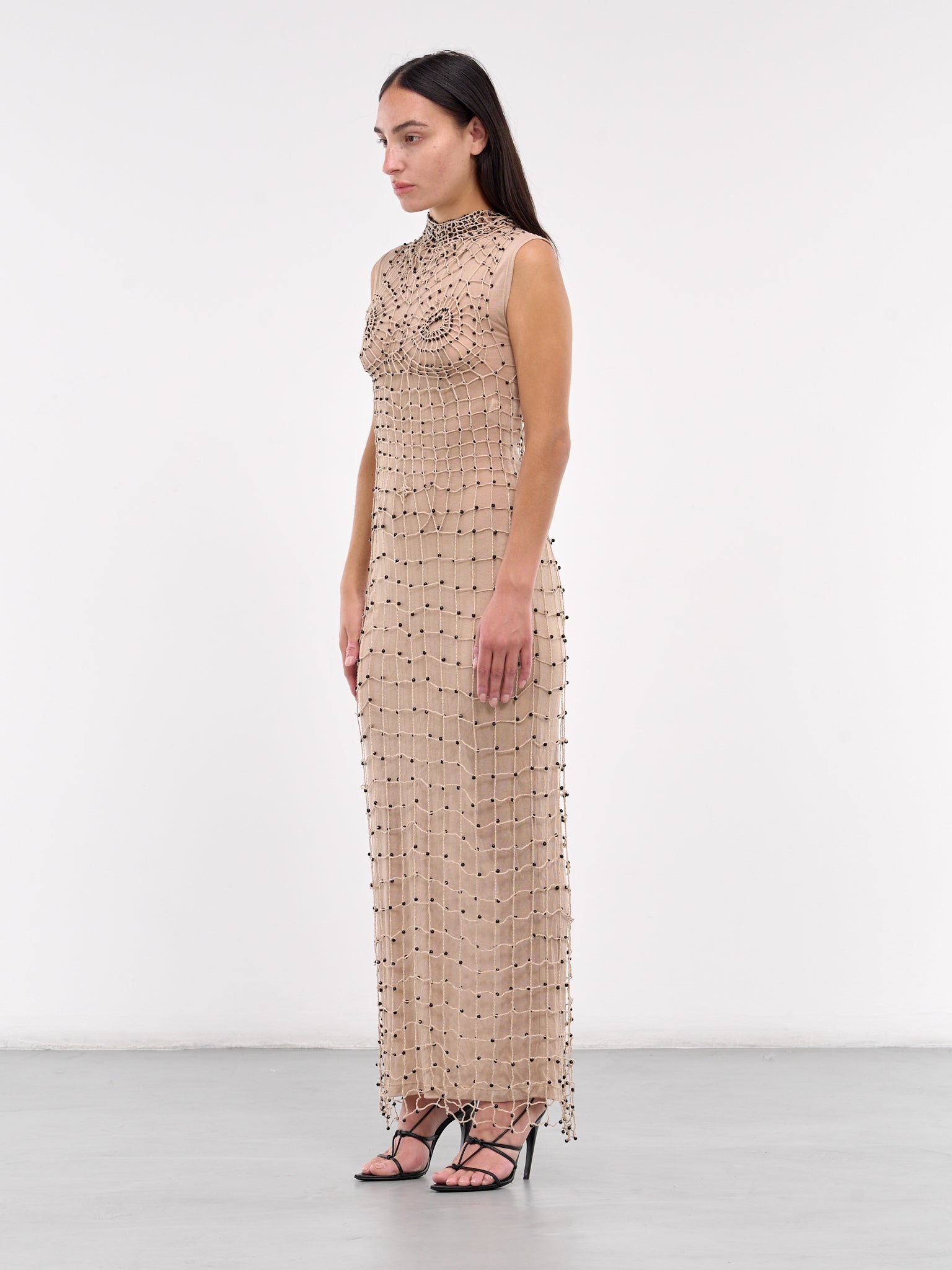 Handmade Crochet Hooded Dress (DR06CA47-CAMEL)