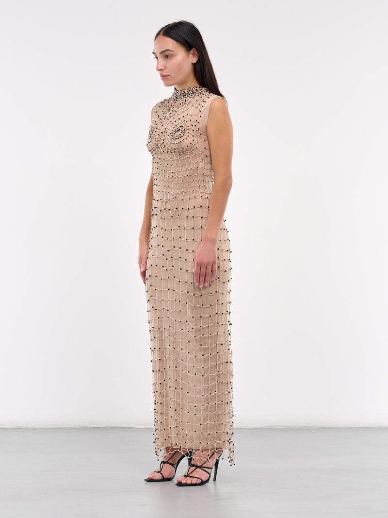 Handmade Crochet Hooded Dress (DR06CA47-CAMEL)