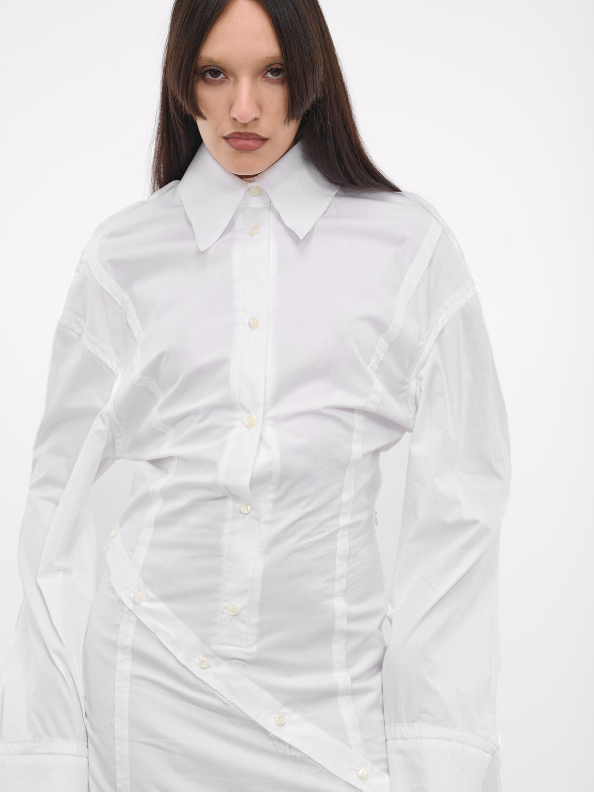 Cinched Shirt Dress (DR07-02-01-WHITE)