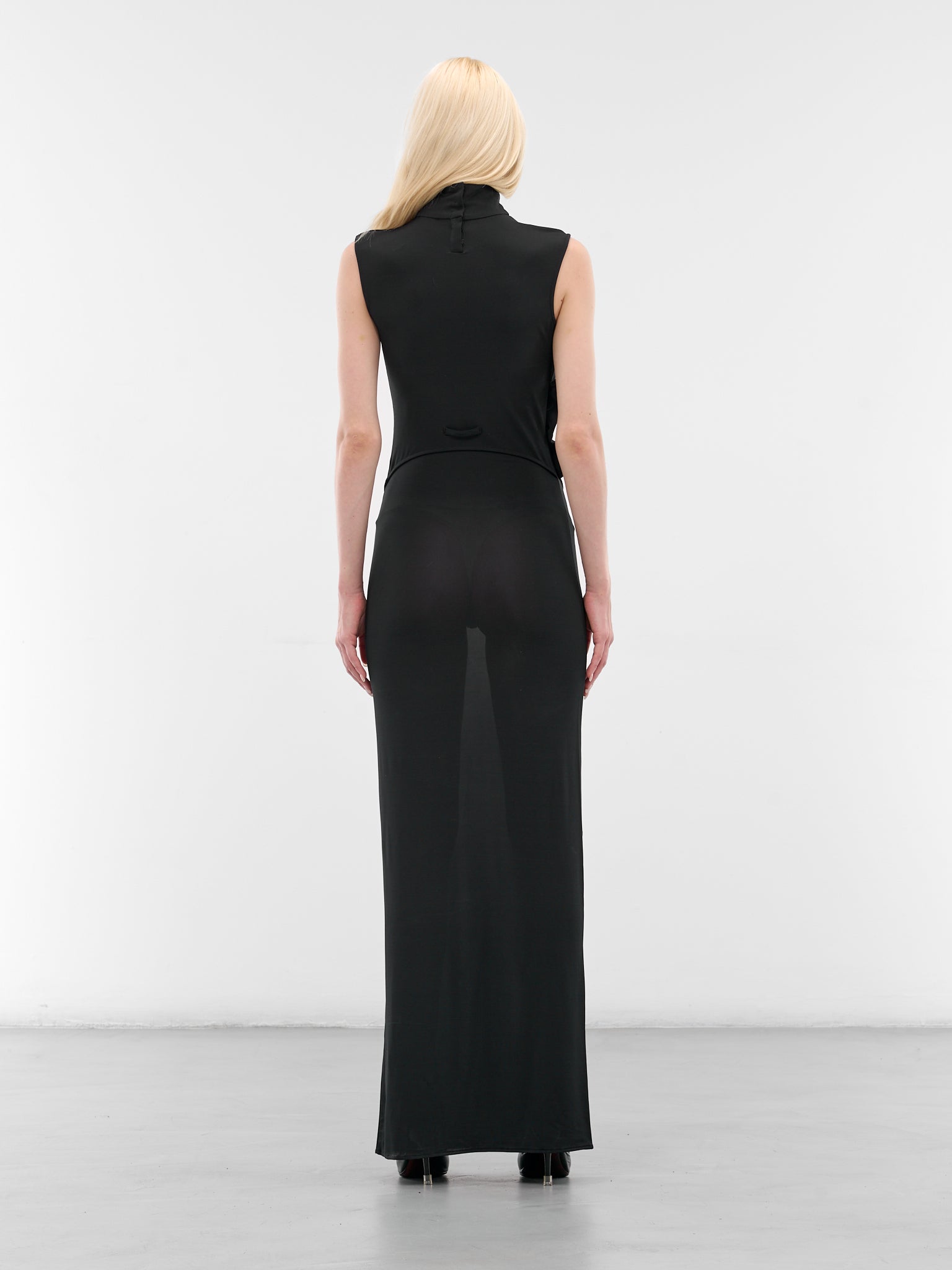 Navy Draped Turtleneck Maxi Dress (DR077-J025-84-DARK-NAVY)