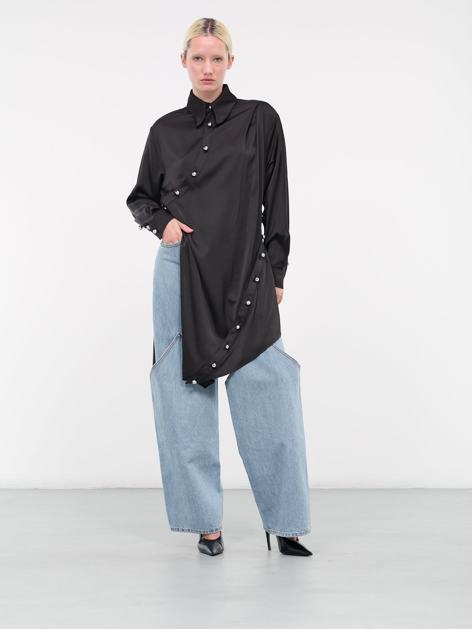 Bell Shirt Dress (DR07BK-WRAP-BLACK)