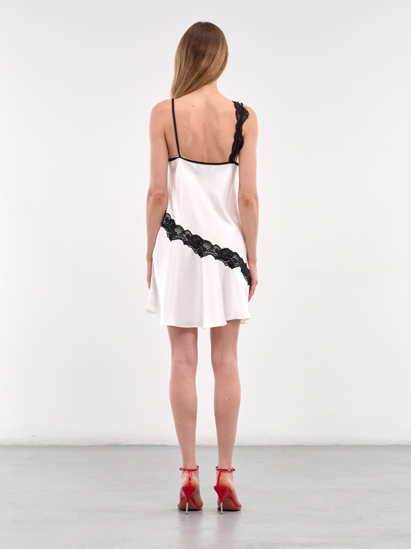 Bias Lace Mini Dress (DR103-WHITE-BLACK)