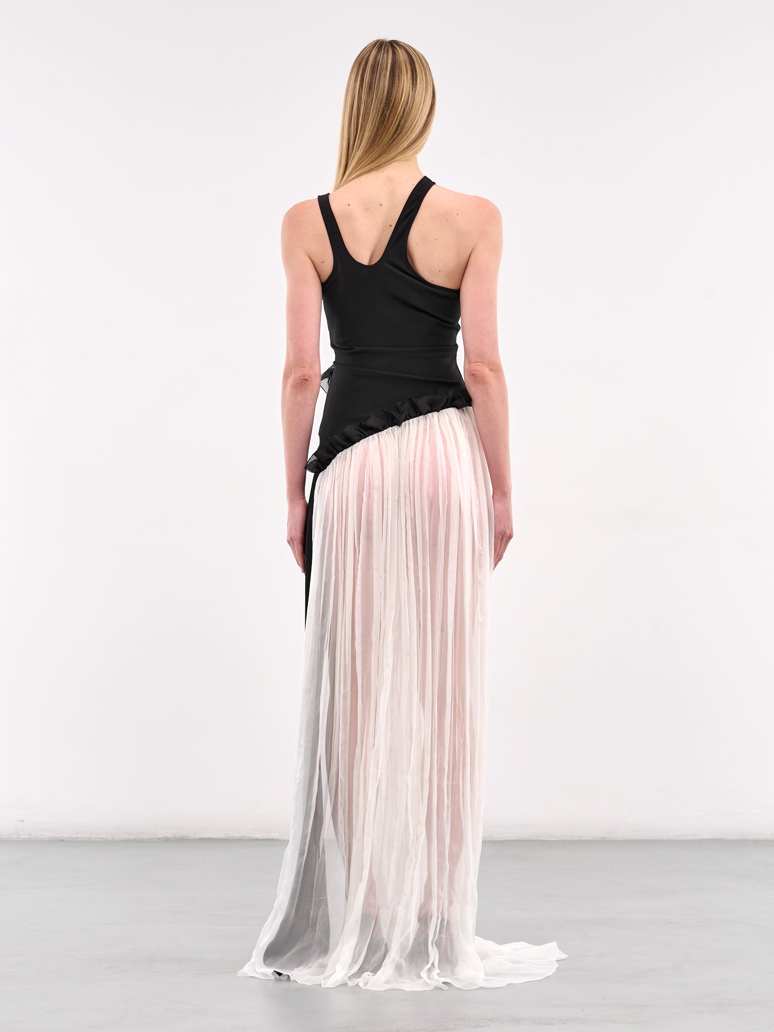 NENSI DOJAKA | H.Lorenzo|Asymmetric Frilled Maxi Dress (DR262-SHOW-BLACK-WHITE) NENSI DOJAKA | H.Lorenzo|Asymmetric Frilled Maxi Dress (DR262-SHOW-BLACK-WHITE)