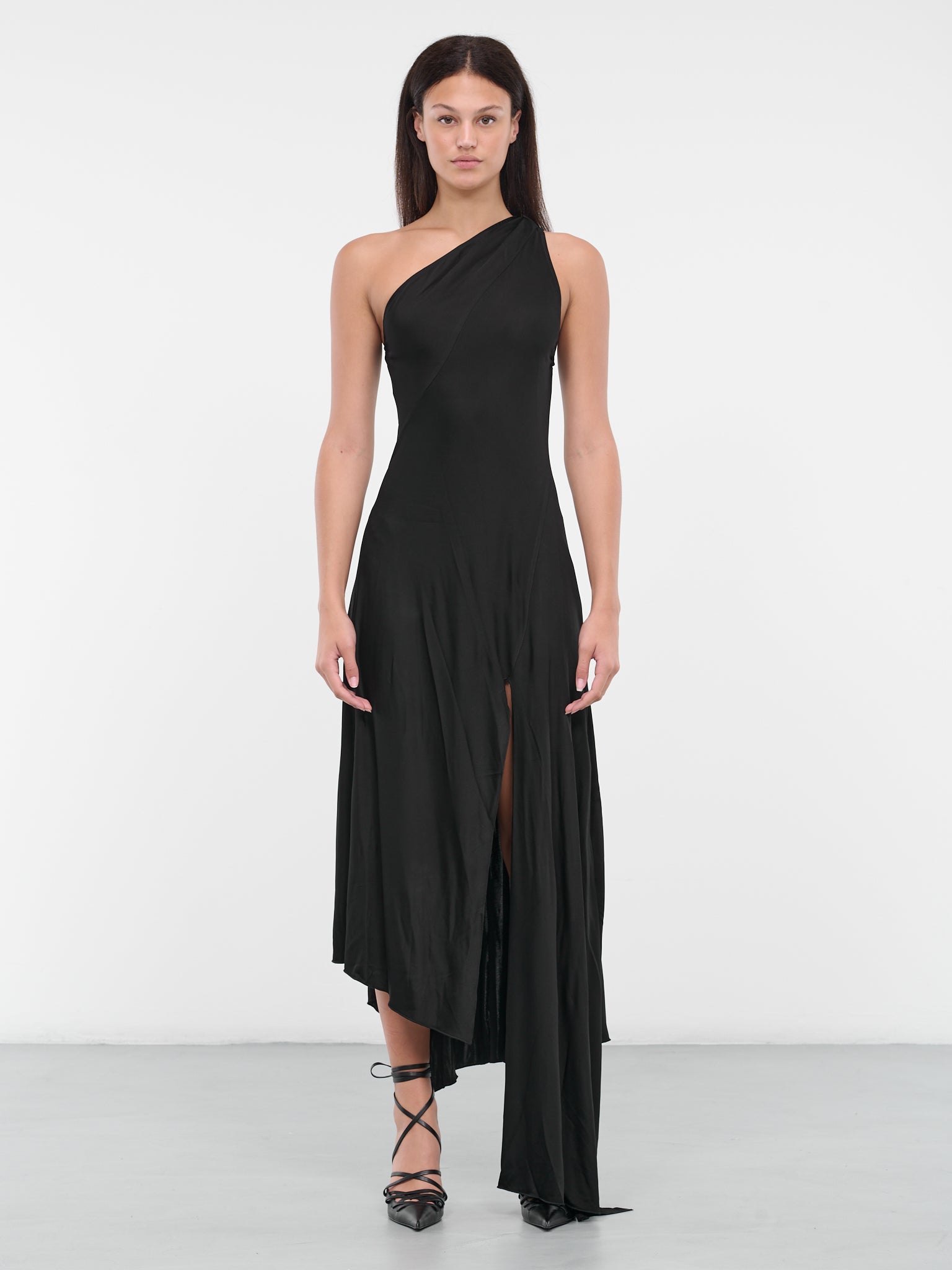 IOANNES | H.Lorenzo|Draped Midi Dress (DR50-1-BLACK), 38 / Black IOANNES | H.Lorenzo|Draped Midi Dress (DR50-1-BLACK), 38 / Black