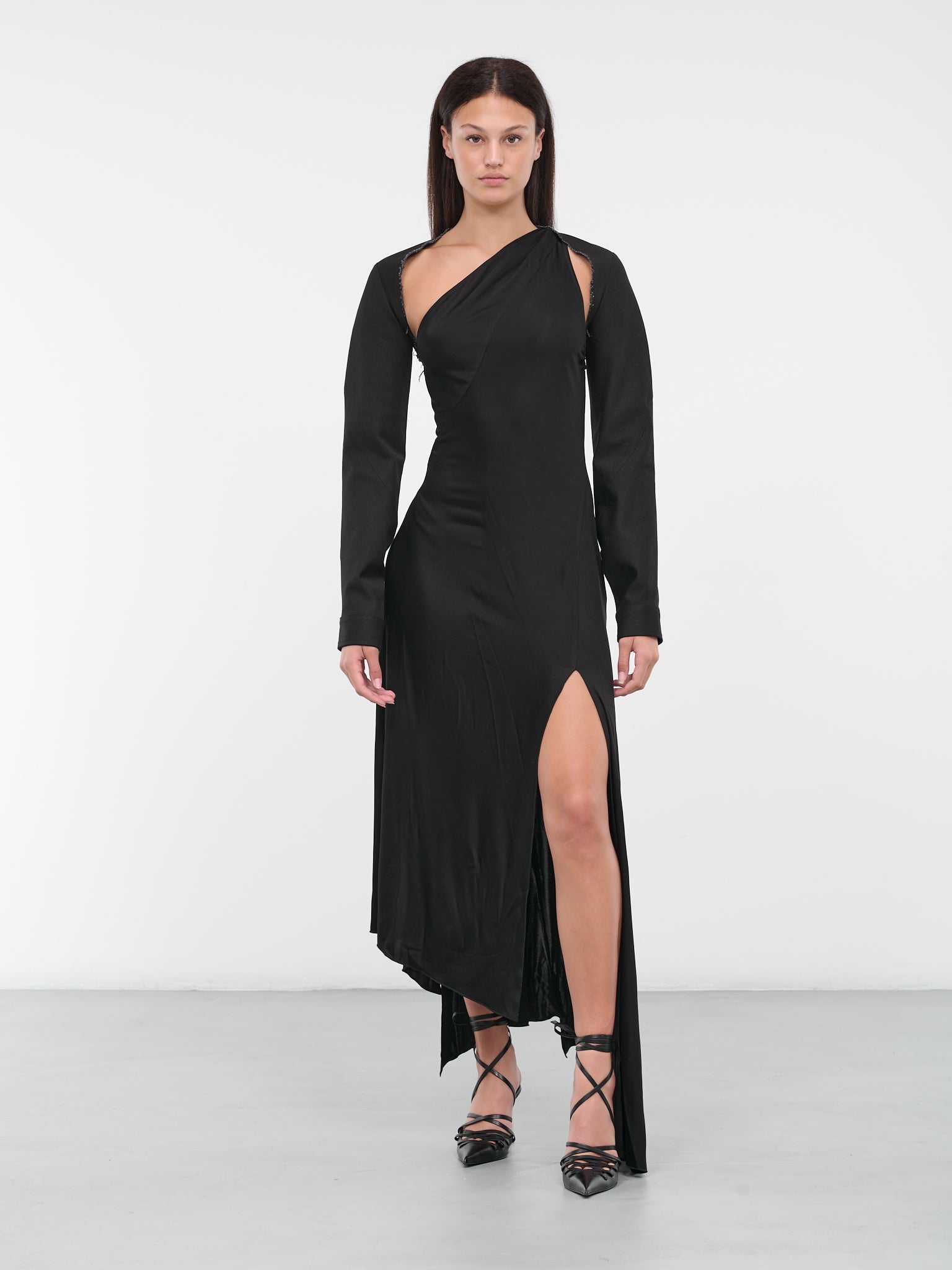 Draped Midi Dress (DR50-1-BLACK)