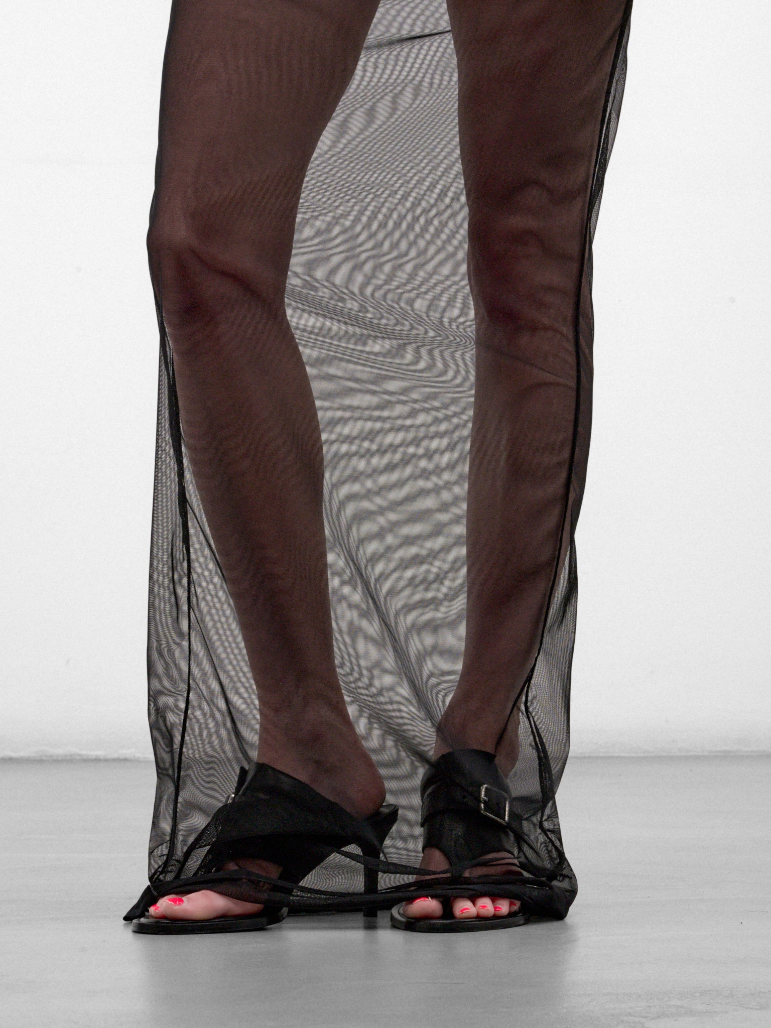 Black Draped Mesh Maxi Skirt (DRAPED-MESH-MAXI-SKIRT-BLACK)