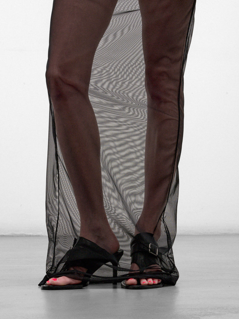 Black Draped Mesh Maxi Skirt (DRAPED-MESH-MAXI-SKIRT-BLACK)