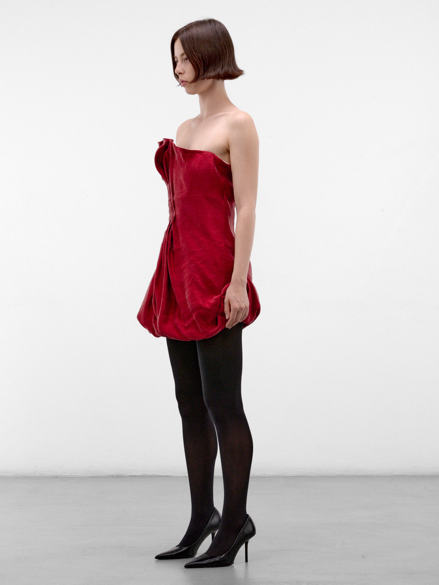 Red Ruffled Strapless Mini Dress (DRESS-02-RED)