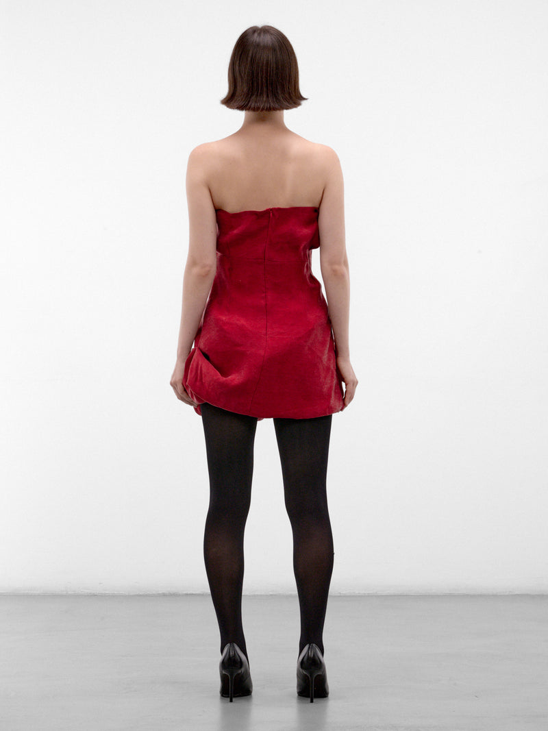 Red Ruffled Strapless Mini Dress (DRESS-02-RED)