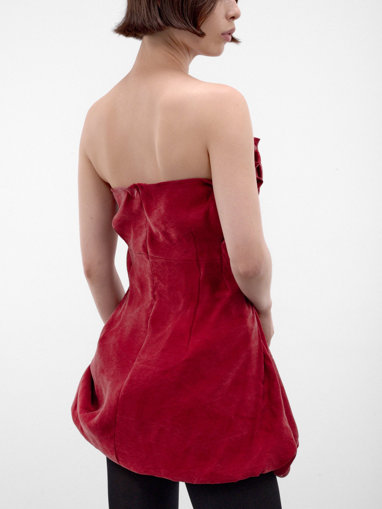 Red Ruffled Strapless Mini Dress (DRESS-02-RED)