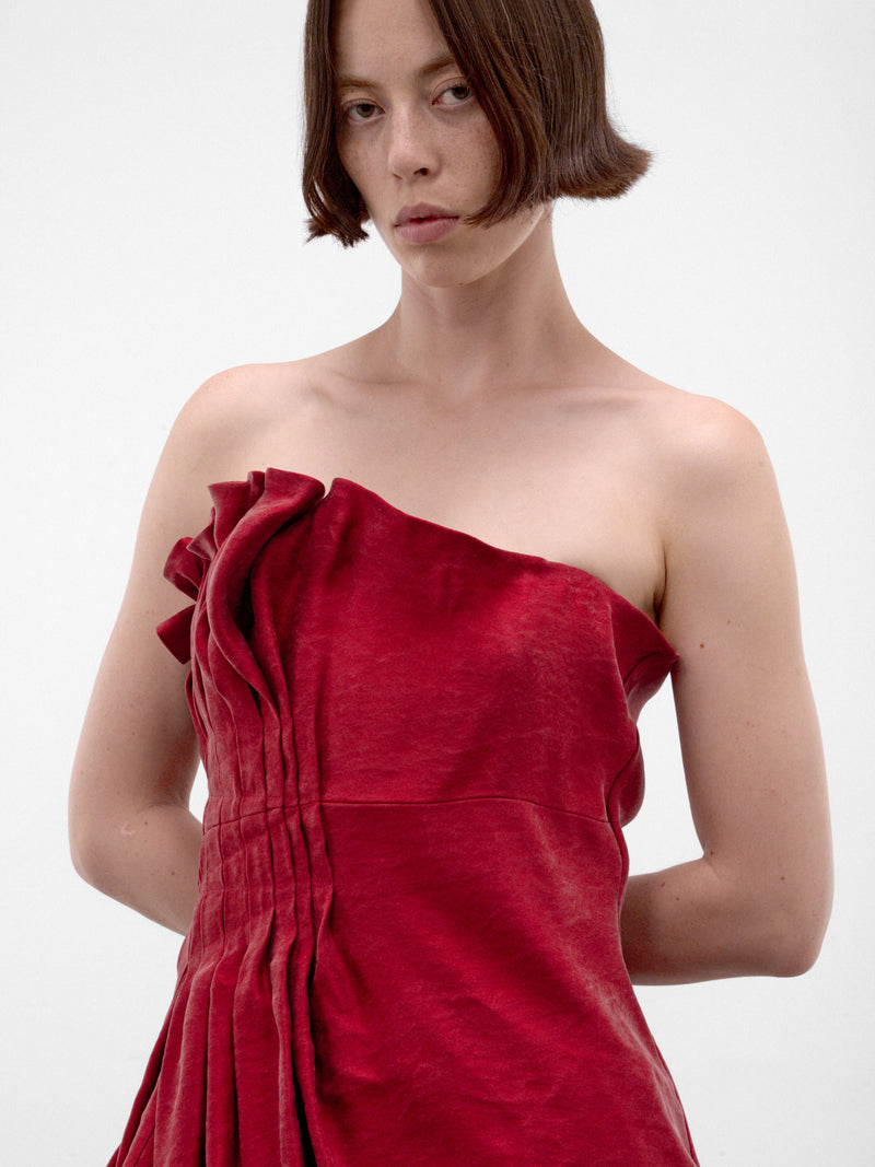 Red Ruffled Strapless Mini Dress (DRESS-02-RED)