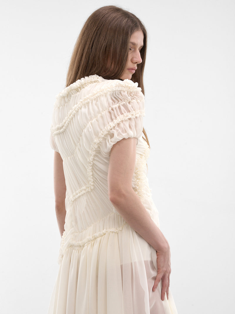 Cream Silk Draped Ruching Dress (DRESS-06-CREAM)