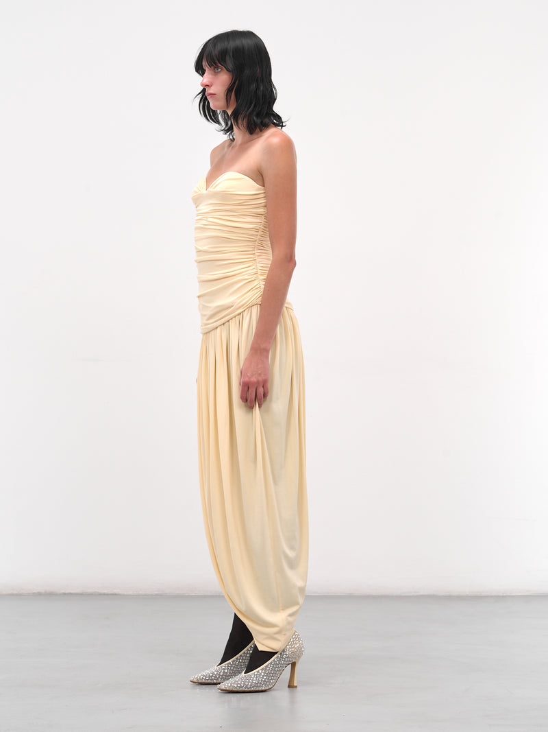 Cream Open-Leg Draped Midi Dress (DRESS-11-CREAM)