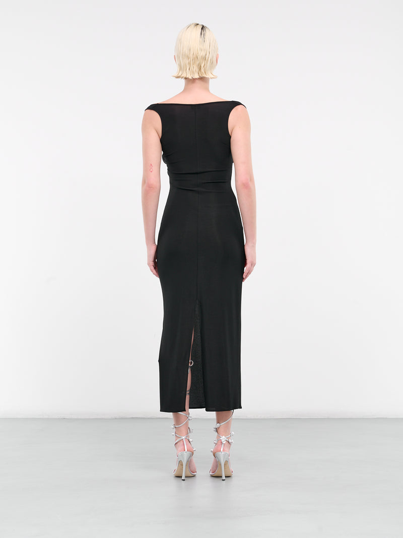 Flower Bra Maxi Dress (DRESS-15-BLACK)