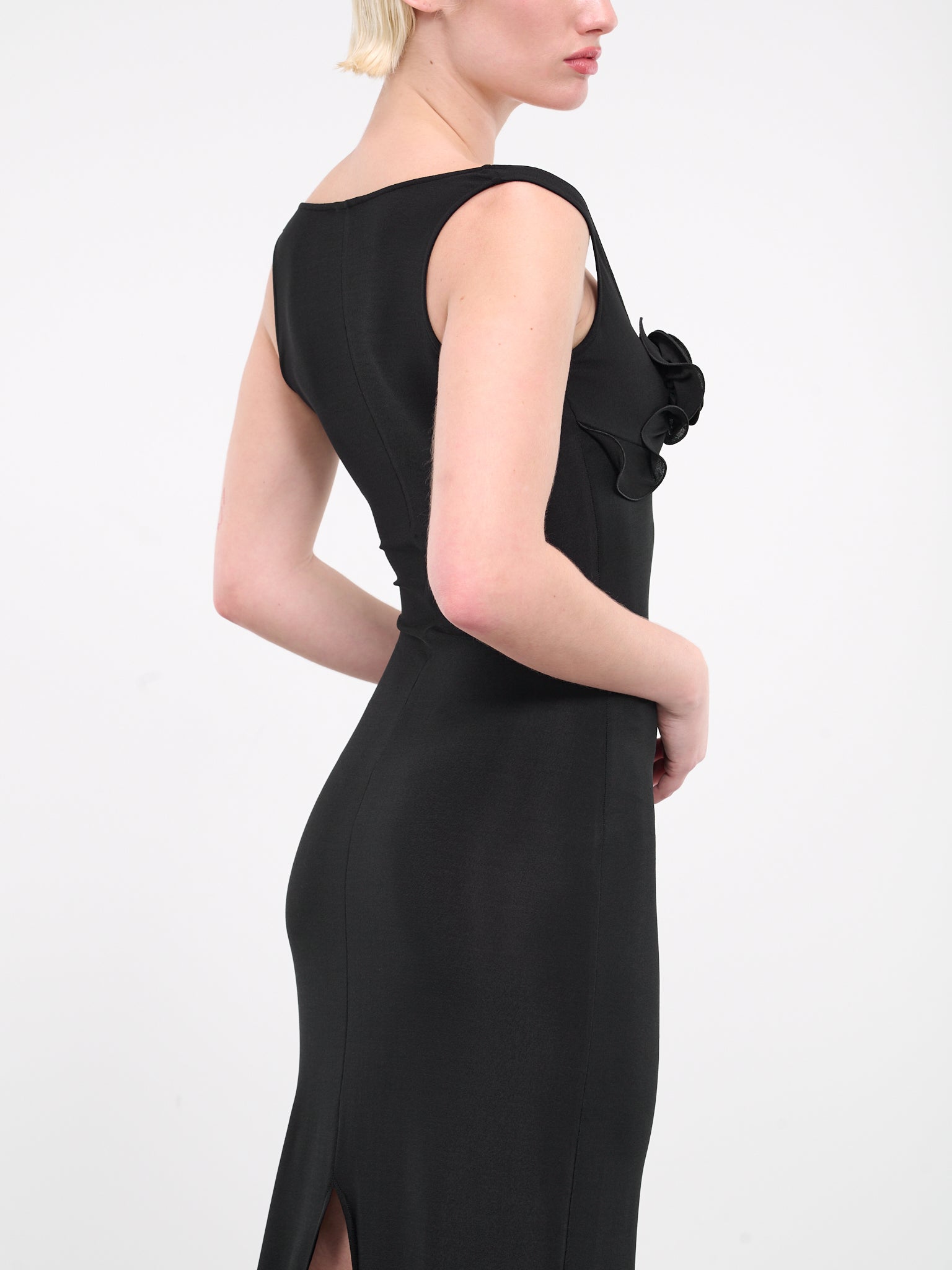 Flower Bra Maxi Dress (DRESS-15-BLACK)