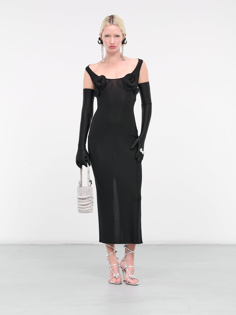 Flower Bra Maxi Dress (DRESS-15-BLACK)