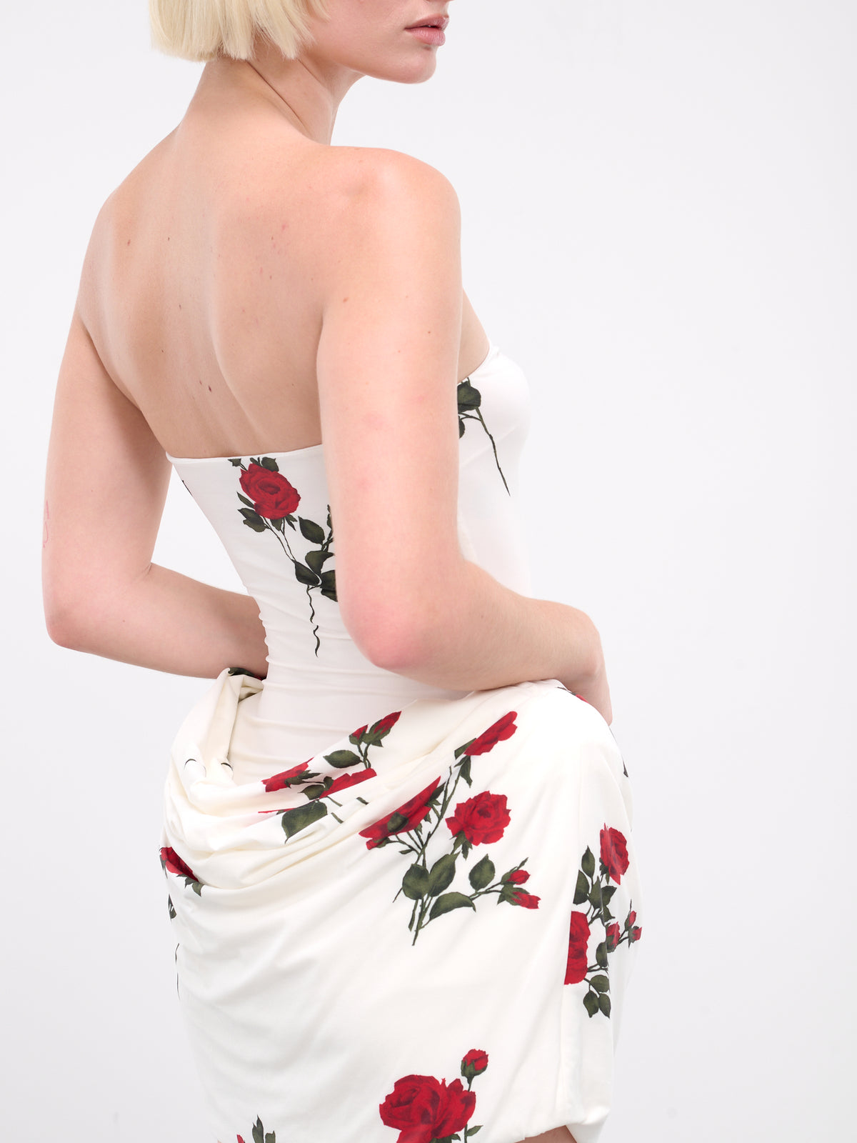 Draped Hip Mini Dress (DRESS-21-WHITE-PRINT)