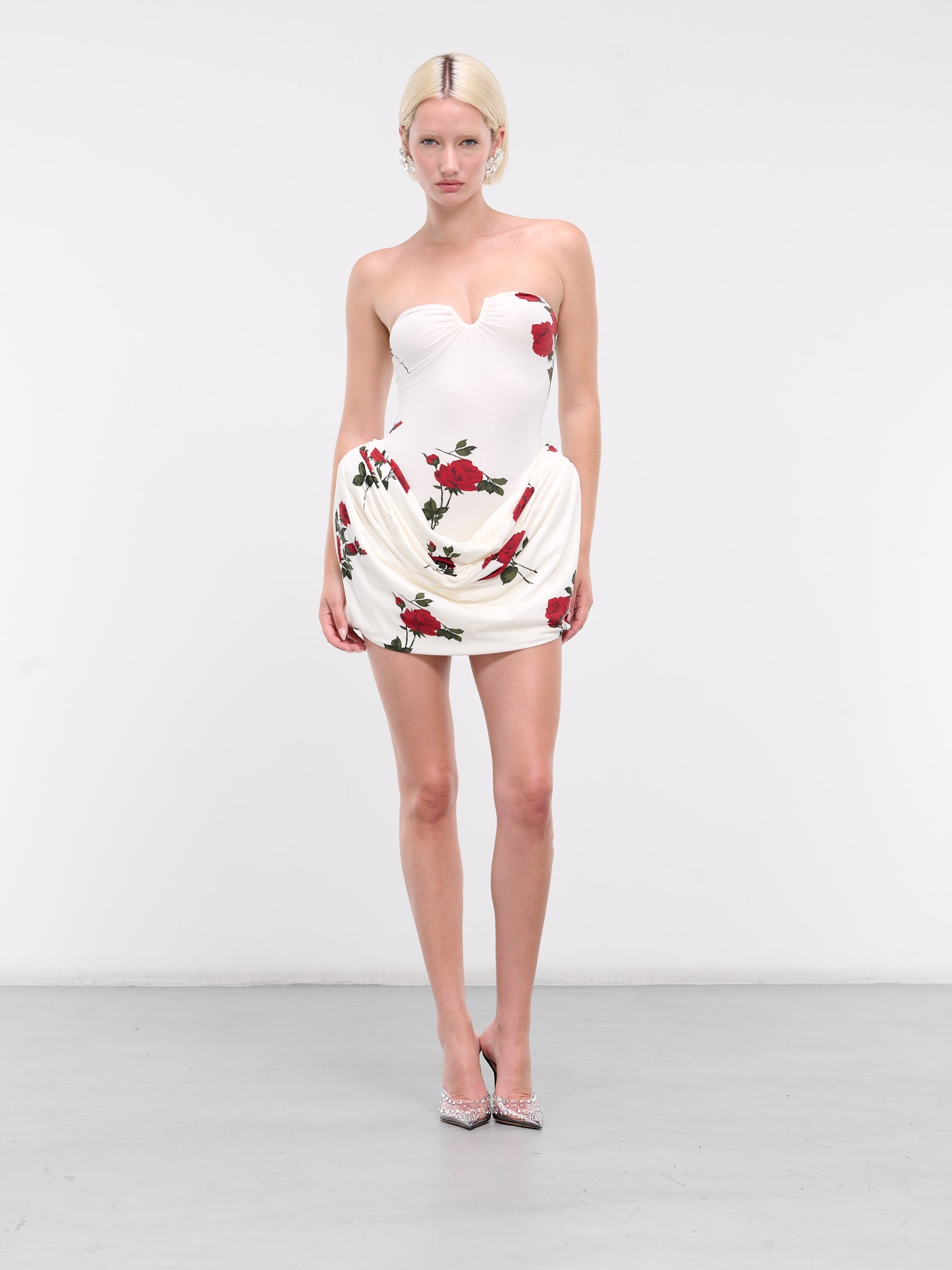 Draped Hip Mini Dress (DRESS-21-WHITE-PRINT)