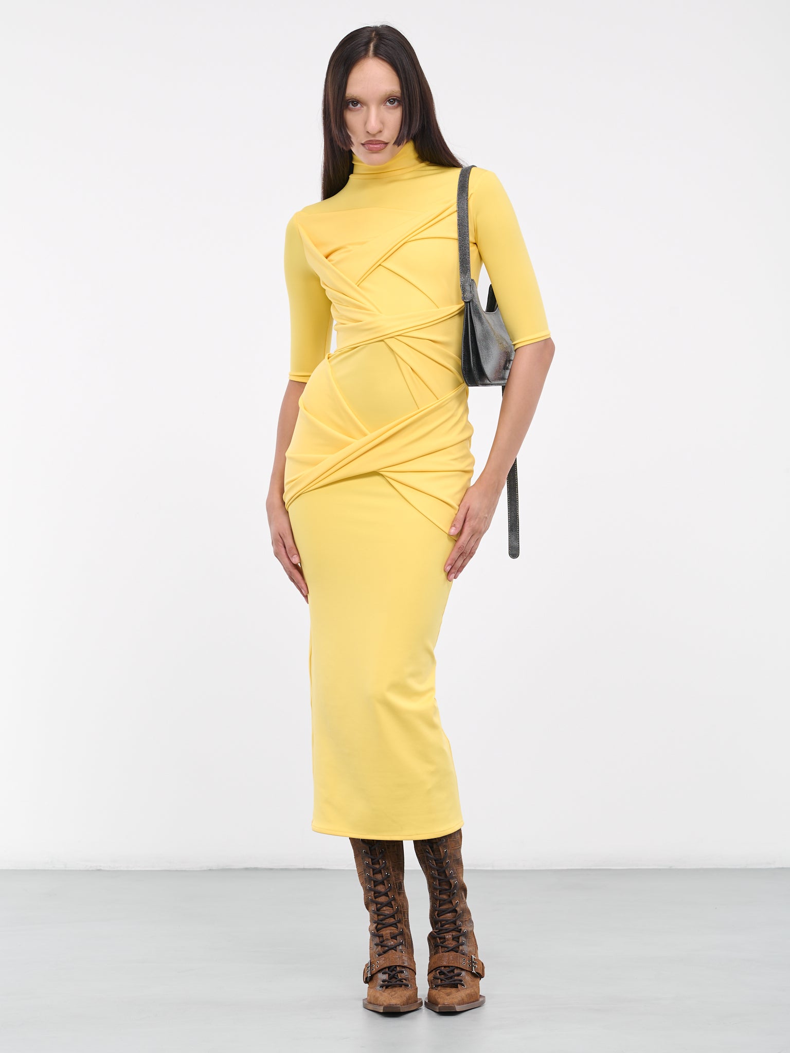 mustard yellow bandage dress Aiden Bandage Mini Dress in Yellow