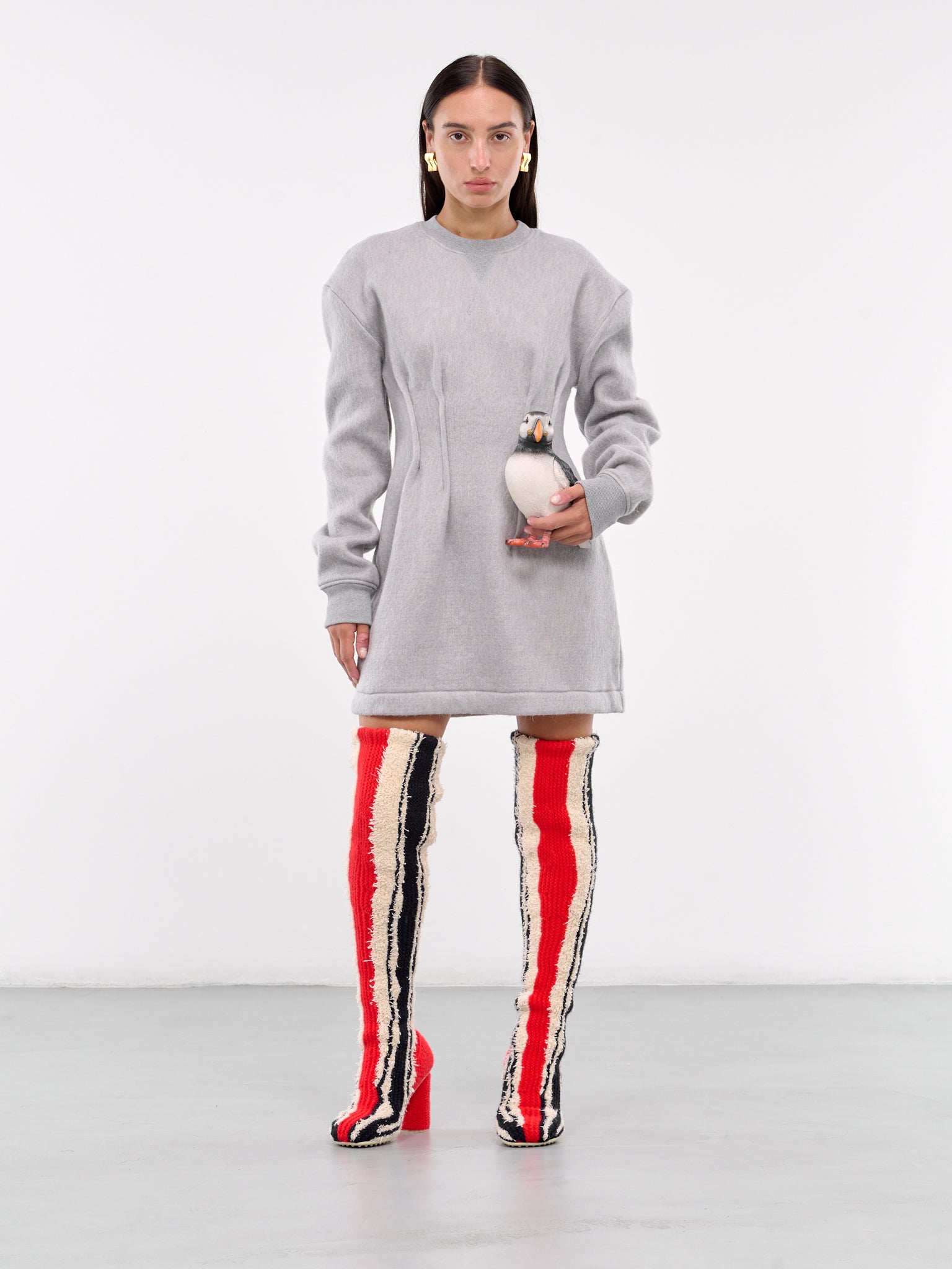grey sweater dress with tights Cable Knit Sweater Jumper Dress Tights And Boots Grey Knitted Roll Neck Jumper Dress Cecily Rebellious Fashion