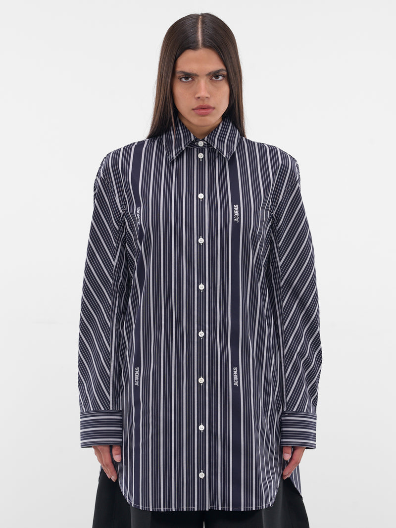 Black Striped Shirt Dress (DRW00686AW00494-STRIPES)