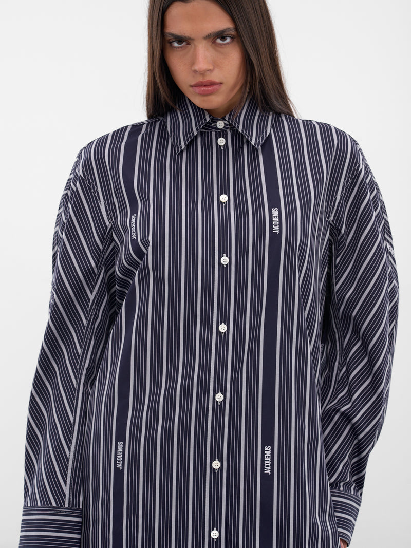 Black Striped Shirt Dress (DRW00686AW00494-STRIPES)