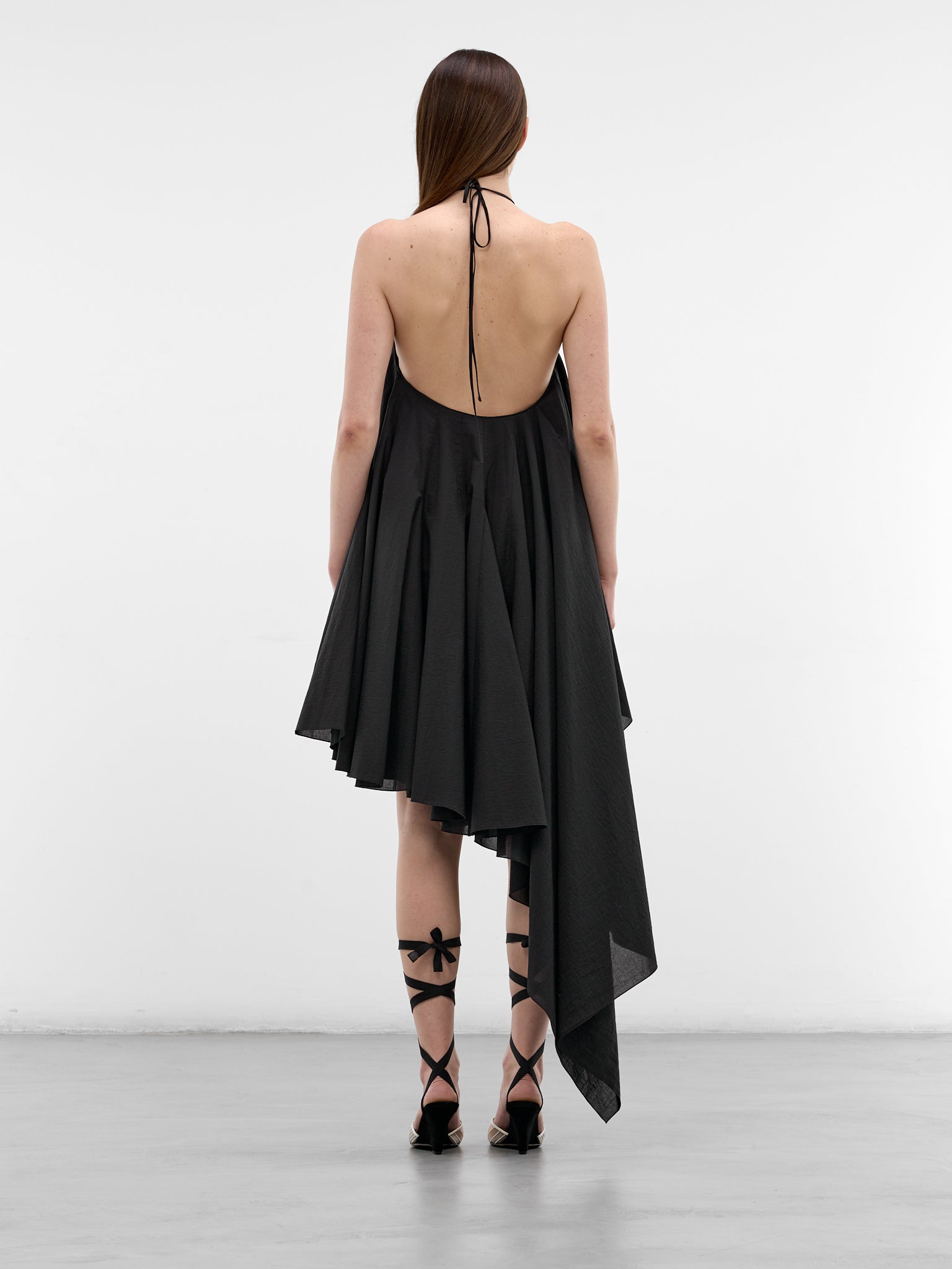 Black Draped Asymmetric Trapeze Dress (DRW00764AW00777-BLACK)