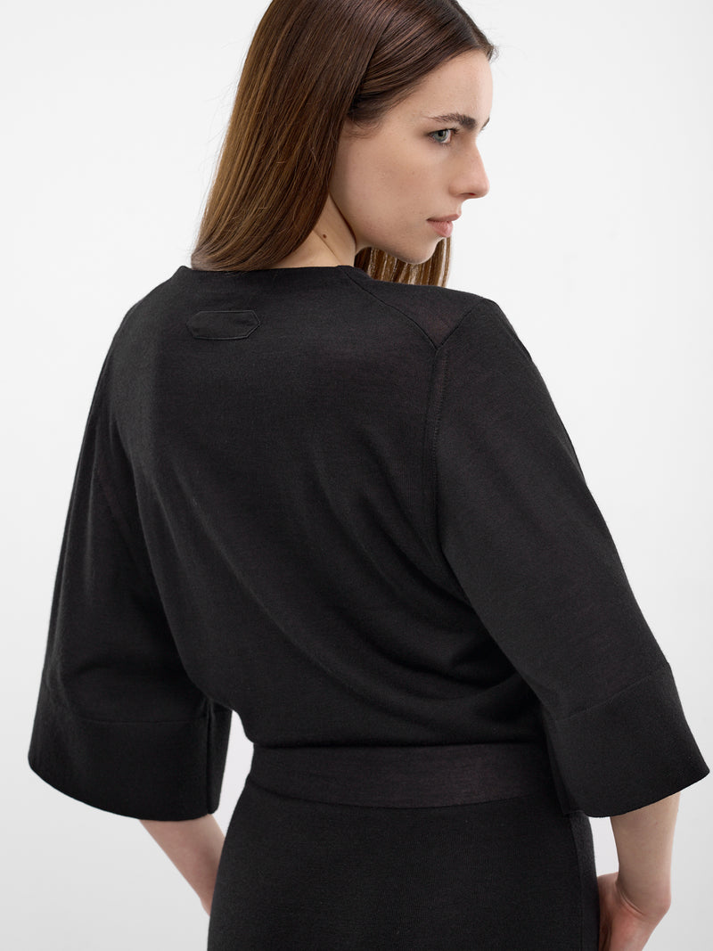 Black Wool-Silk Mini Dress (DRW00774AK00305-BLACK)