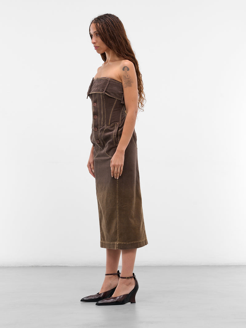 Beige Retro Strapless Midi Dress (DS03C1GY840-GREIGE-YELLOW)