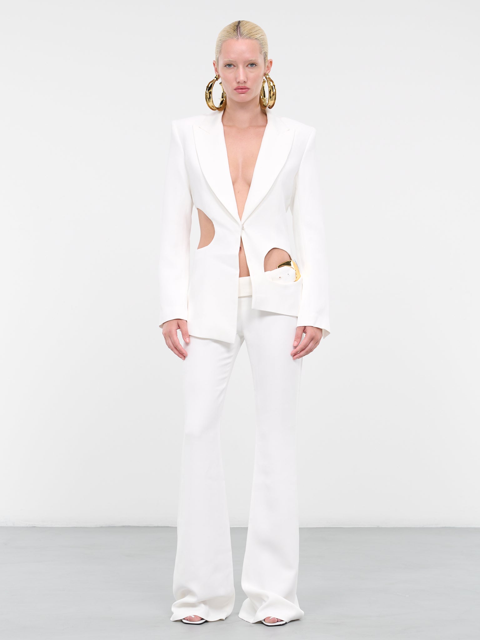 Belted Trousers (DFSS23PT05-WHITE)