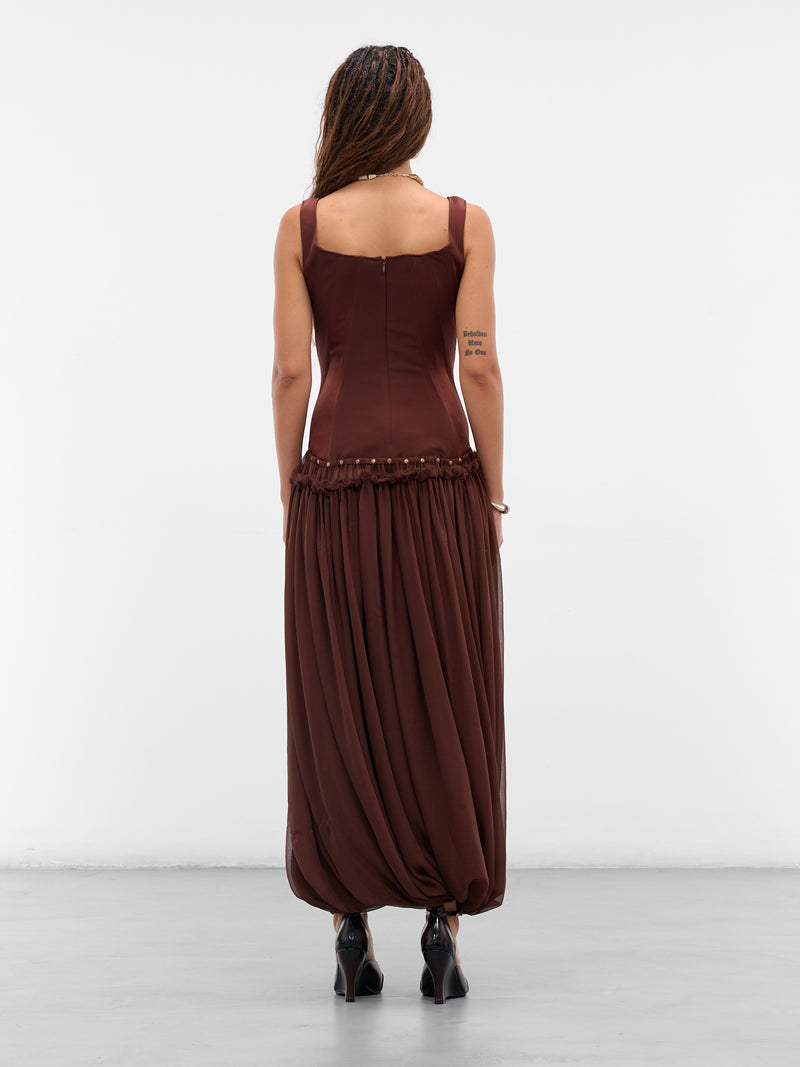 Burgundy Aladdin Paneled Bustier Dress (DS27T1BR450-REDDISH-BROWN)