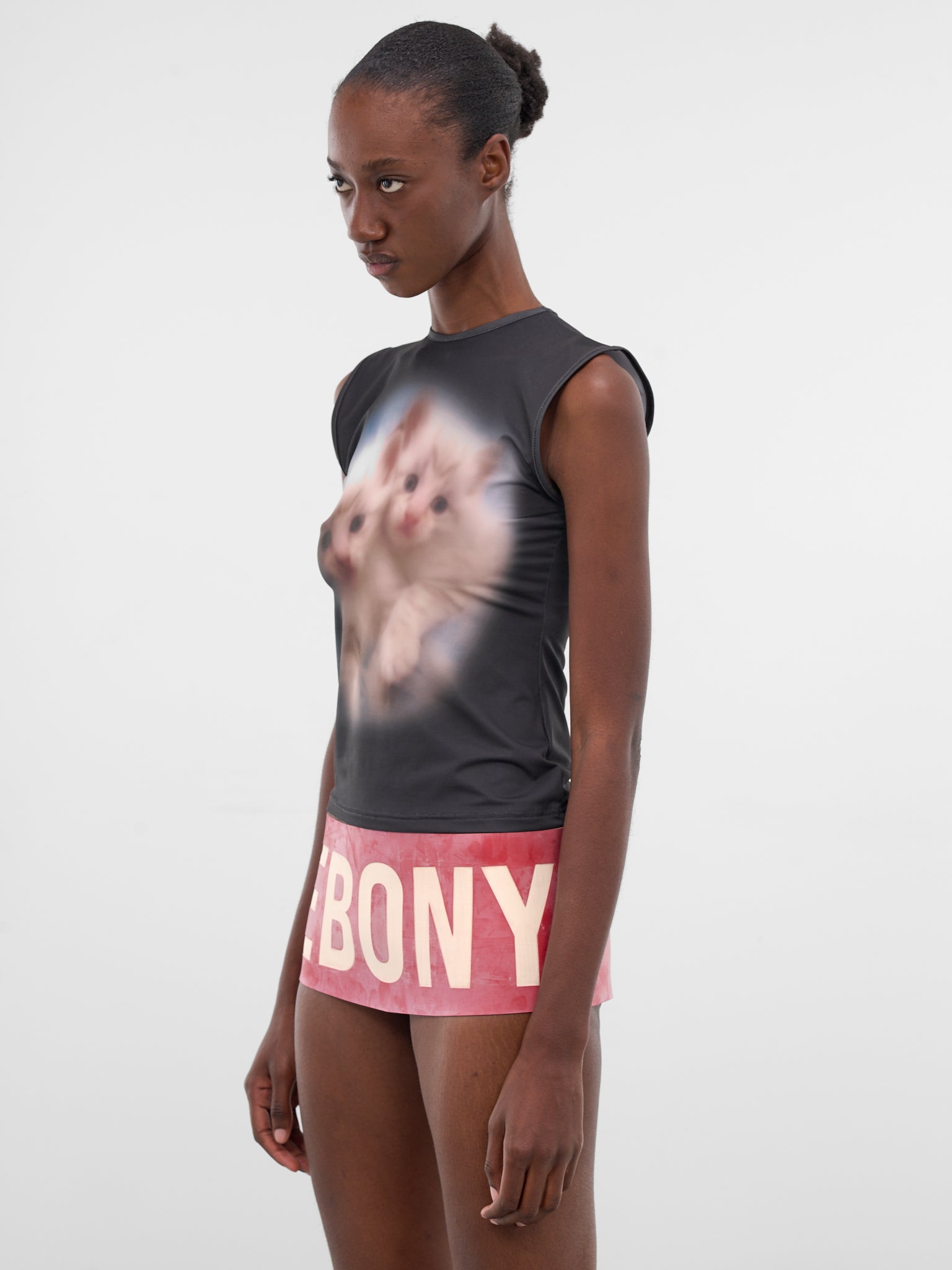 Black Double Kitty Graphic Tank (DOUBLE-KITTY-TOP-PRINT)